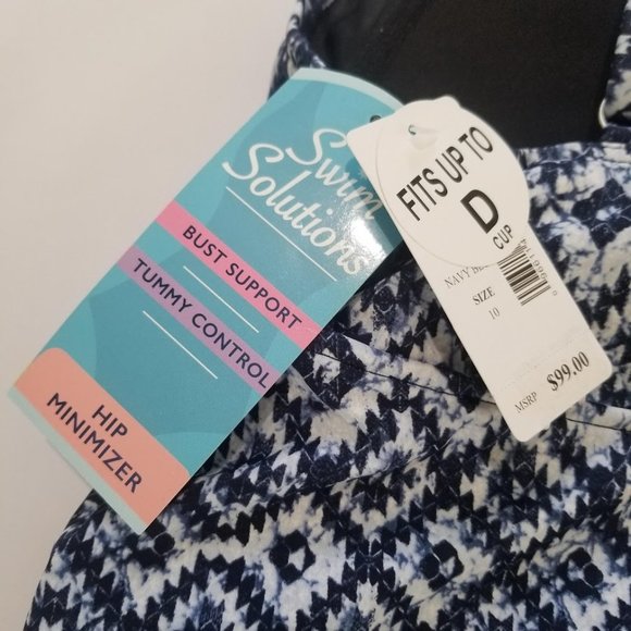 Swim Solutions Triple-Tier Tummy-Control Fauxkini One-Piece Swimsuit Size 10 - Picture 10 of 13